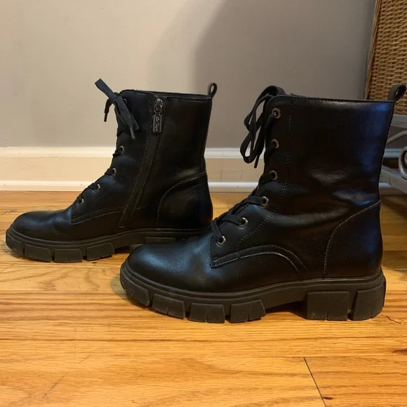 Aqua College Pippa Leather Lug Sole Waterproof Combat Boot - Picture 5 of 7